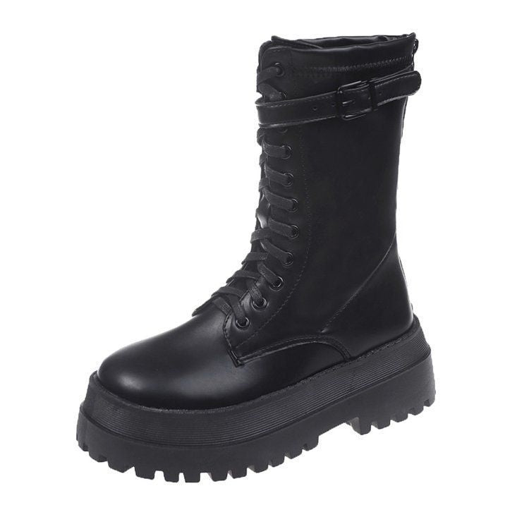 Lace-Up Platform Short Boots YP247
