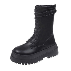 Lace-Up Platform Short Boots YP247