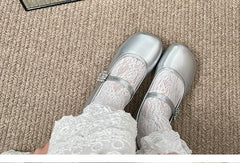 Block Heel Rhinestone Mary Jane Shoes