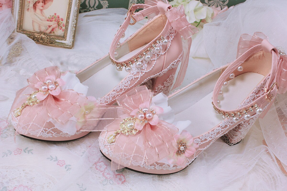 Starry Night Lolita Buckle Bow Pearl Princess Dance Shoes