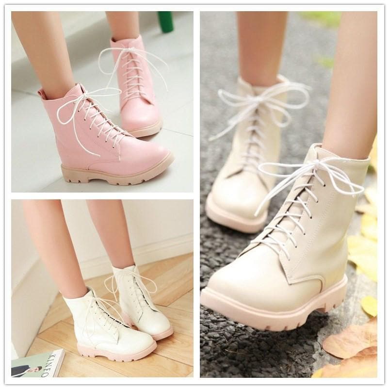 White/Beige/Black/Pink Pastel Lolita Boots