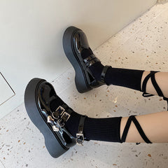 Punk Platform Black Shoes BE845