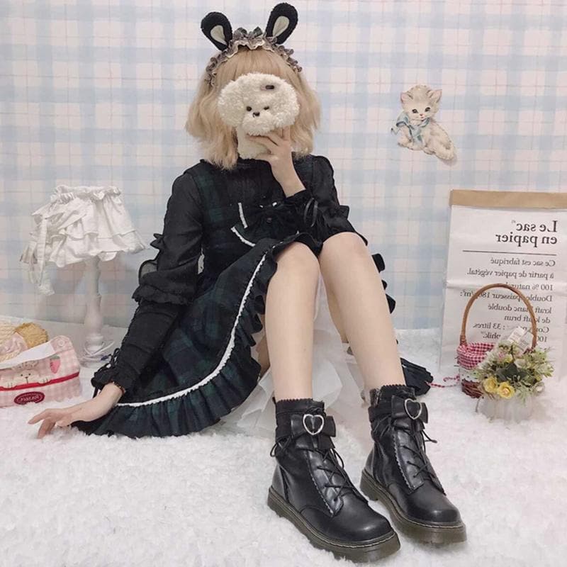 Love Heart Bow Strap Inner Fleece Martin Boots