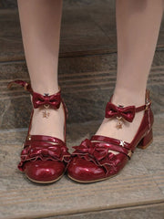 Lolita Star Black/Red Mary Janes Shoes BE1081