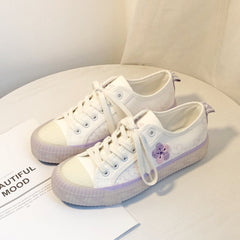 Floral Embroidered Canvas Pink/Purple Shoes BE787