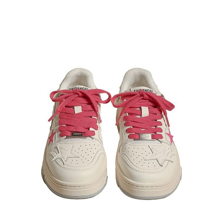 Pink Star Sneakers in White