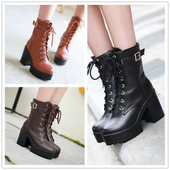 Yellow/Brown/Black Sweet High Heel Boots