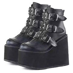 4 Styles Irridescent Platform High Heels Straps Boots