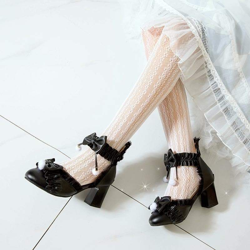 Black/Pink/White Fashion Kawaii Lolita High Heeled Cute Shoes SS1861