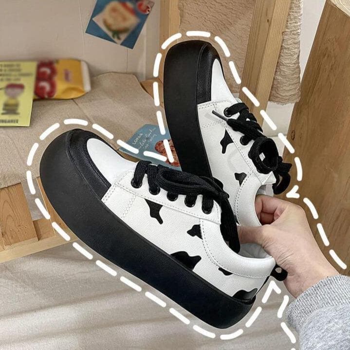 Black and White Cute Cow Shoes