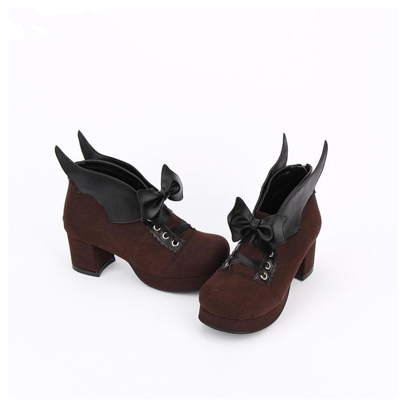 Black Elegant Bow Wing Lolita Boots