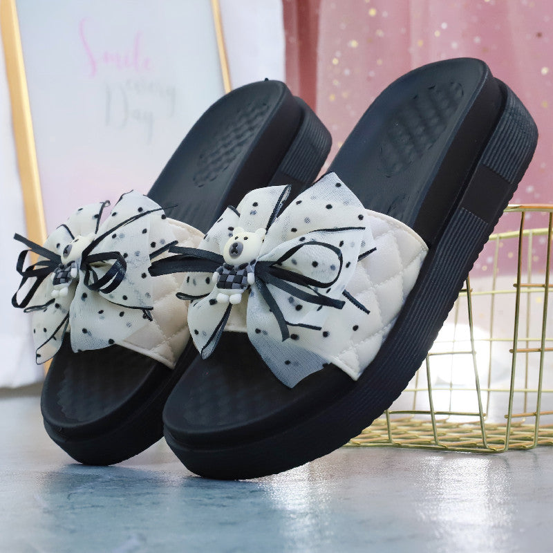Cute Black Summer Bow with Bear Sandals ON882