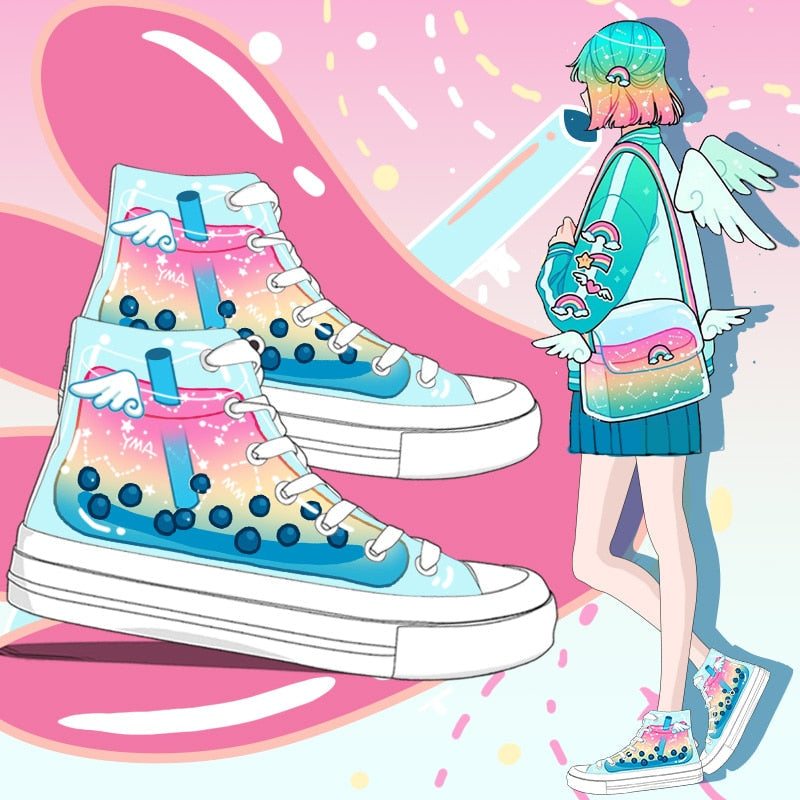 Japanese Colorful Hand Painted Canvas Shoes