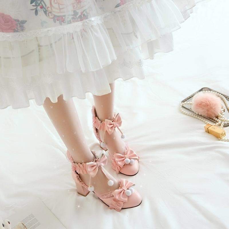 Black/Pink/White Fashion Kawaii Lolita High Heeled Cute Shoes SS1861