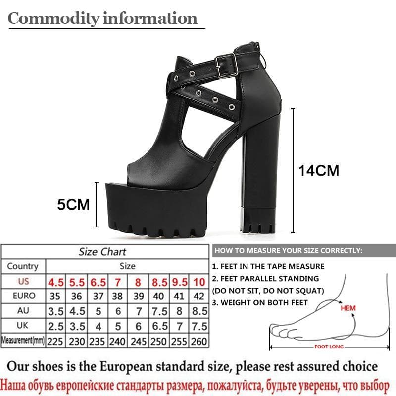 Gothic Eyelet Cross Straps Peep Toe Platform Shoes