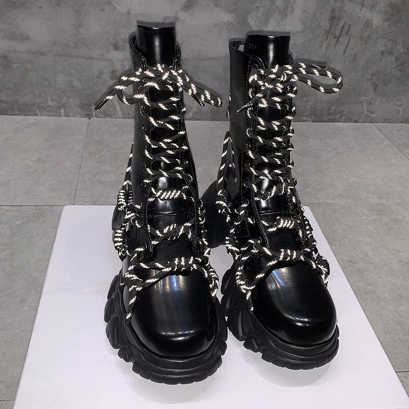 Black Punk Style Platform Women Ankle Boots