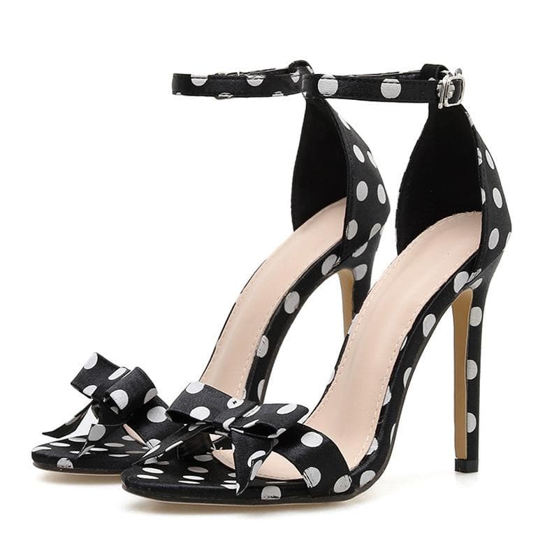 Black Spot Bow High Heel Sandles