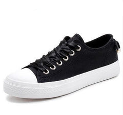 Black/White/Pink Student Bow Canvas Shoes