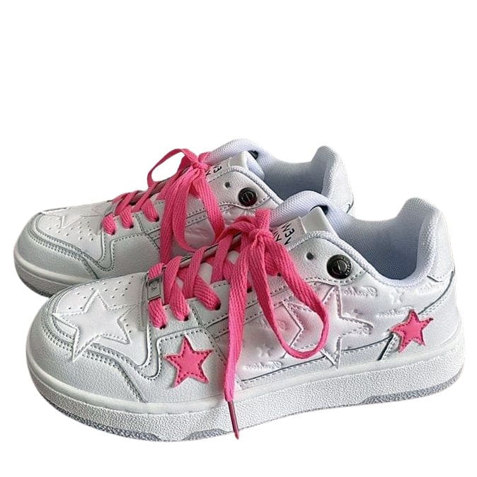 Pink Star Sneakers in White