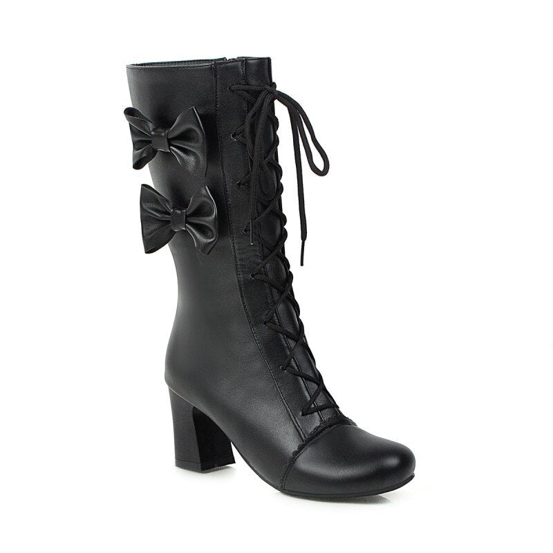 Japanese Fashion Kawaii Pink Bows Boots High heel Boots SS2217