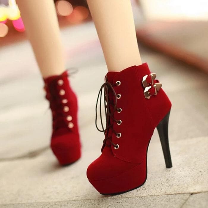Black/Red/Brown Heels Boots