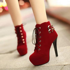 Black/Red/Brown Heels Boots