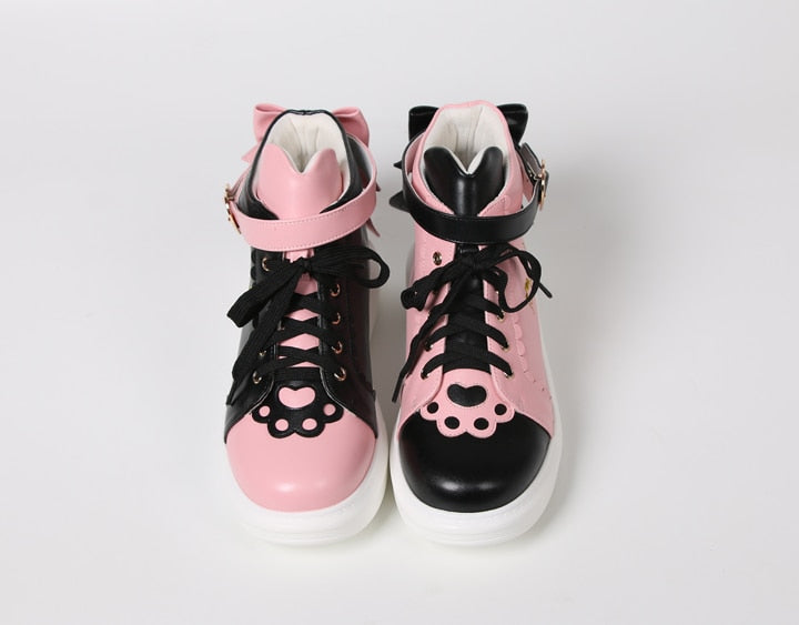 Sweet Pastel Color Kawaii Bowknot Heart High-top Shoes BE517