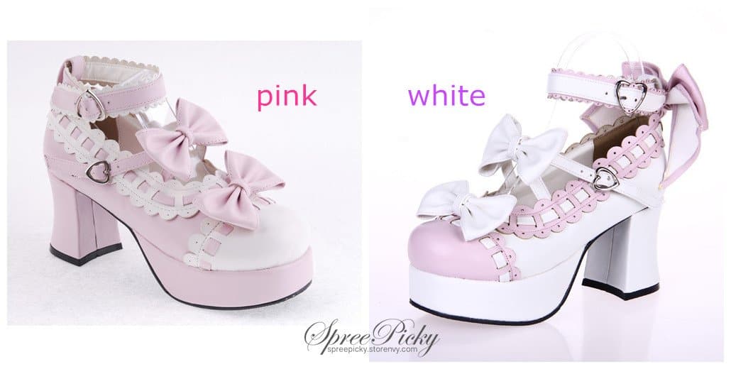Plus Size Lolita Knotbow Joint Color Platform High Heel