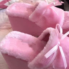 Pink Fluffy Sandals Ribbon Lace