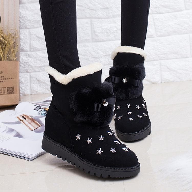 Black/Grey Winter Star Short Snow Boots