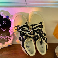Cute Platform Love Black/White Canvas Shoes BE1234