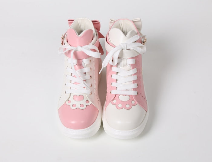 Sweet Pastel Color Kawaii Bowknot Heart High-top Shoes BE517