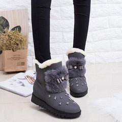 Black/Grey Winter Star Short Snow Boots