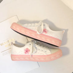 Floral Embroidered Canvas Pink/Purple Shoes BE787