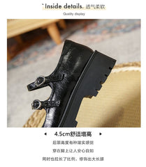 Platform Faux Leather Mary Jane Shoes