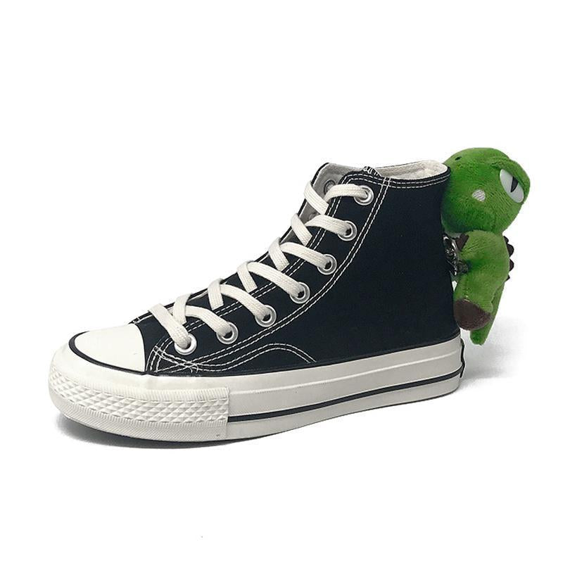 Kawaii Dinosaur Doll High Top Canvas Shoes