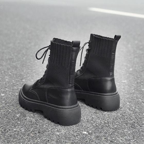 Black Laced Socks Martin Boots