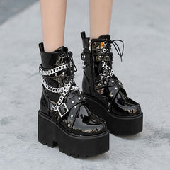 Gothic Chain Black Boots ON163
