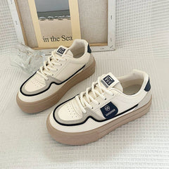 Platform Color Block Applique Faux Leather Lace-Up Sneakers