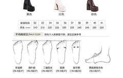 Platform Block Heel Square Toe Tall Boots