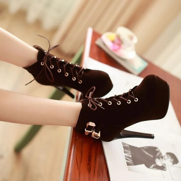 Black/Red/Brown Heels Boots