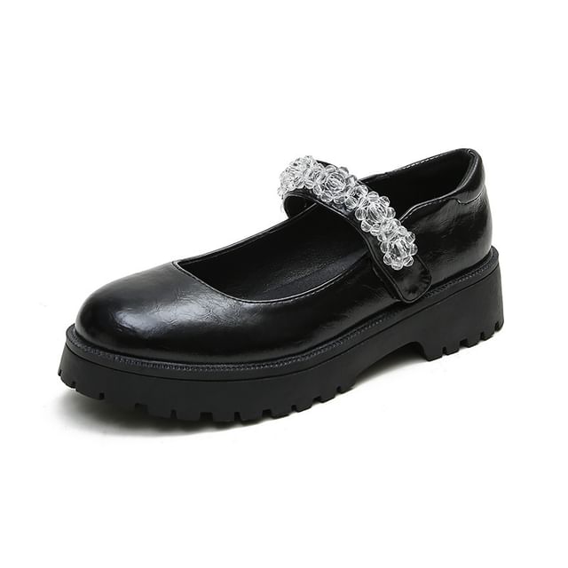Platform Faux Leather Mary Jane Shoes