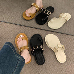 Buckled Toe Loop Sandals