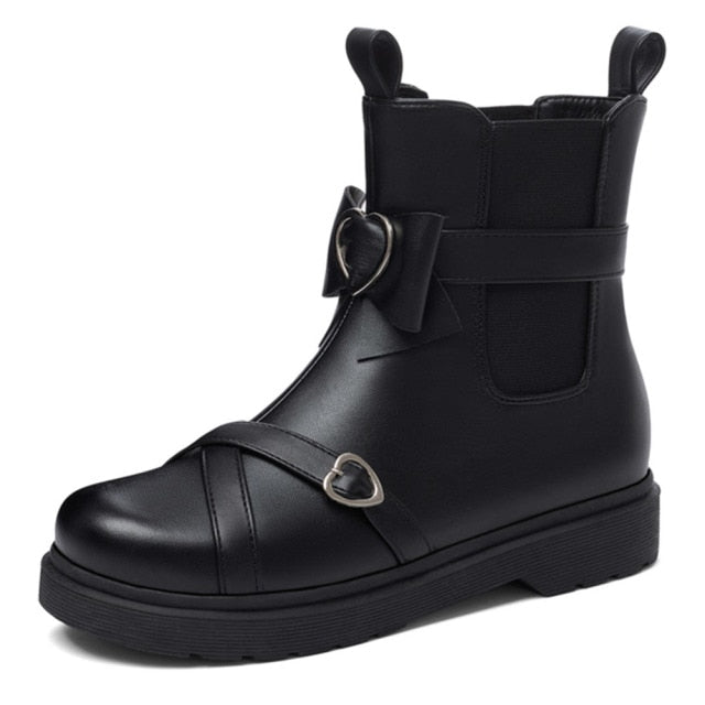 Black/Pink Magic Girl Sweet Heart Bowknot Boots BE505