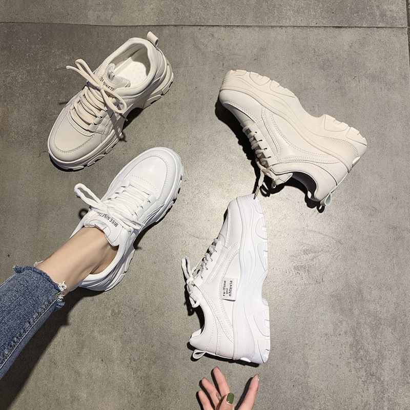 Faux-Leather  Platform Sneakers