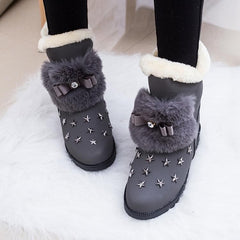 Black/Grey Winter Star Short Snow Boots