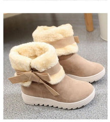 Black/Red/Khaki Chrismas Bowknot Warm Fur Snow Boots BE566