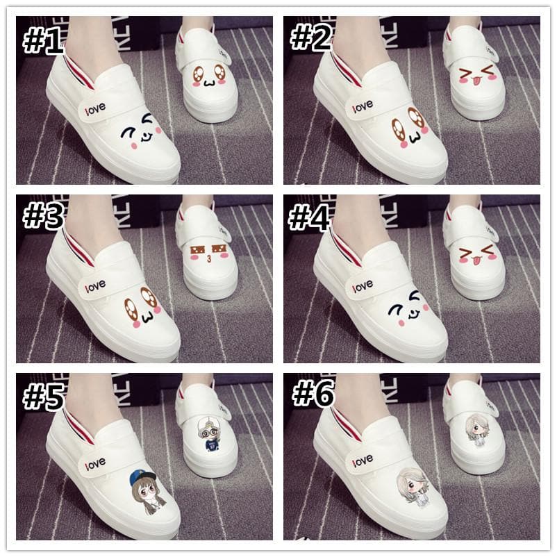 Kawaii Emoji Hand Painted Canvas Shoes