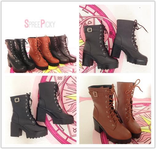 Yellow/Brown/Black Sweet High Heel Boots