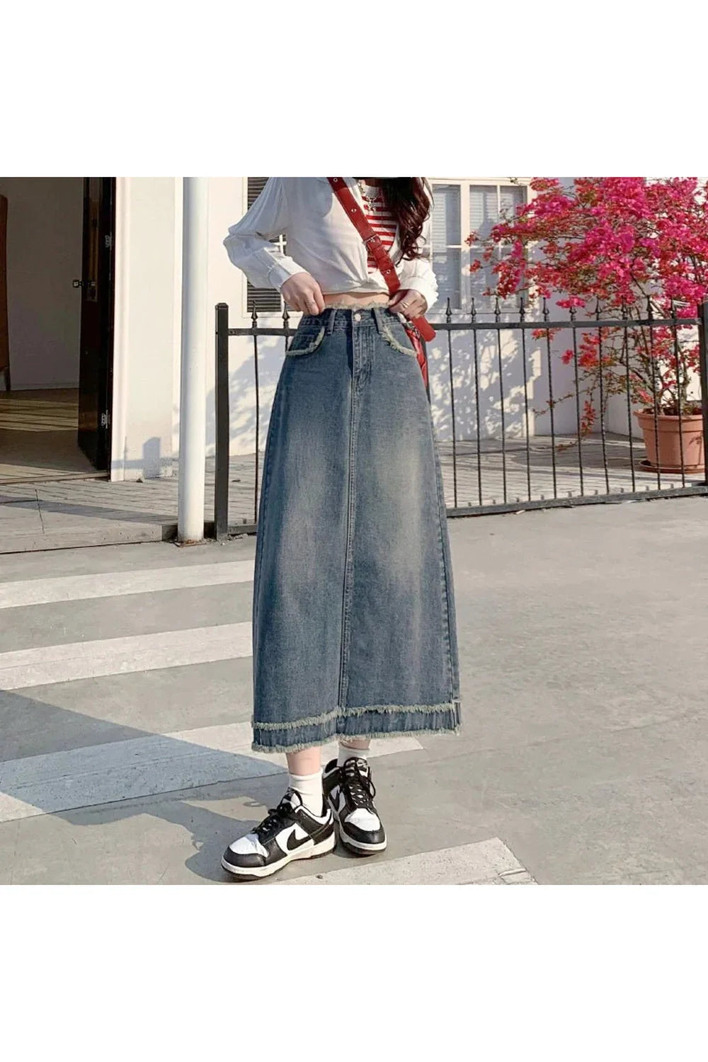 90s High Waist Jean Skirt